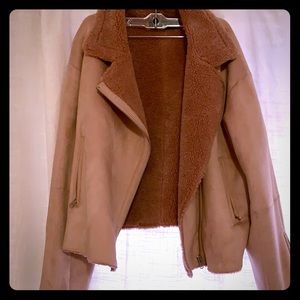 Zara Pink Suede Moto Jacket